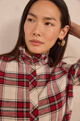 DENIS BURGUNDY CHECKED SHIRT