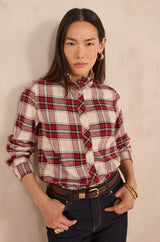 DENIS BURGUNDY CHECKED SHIRT