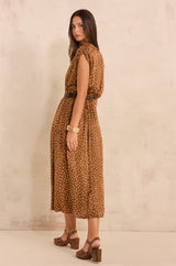 BELGIA CARAMEL POLKA DOT DRESS