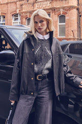 ALPHA ANTHRACITE MOHAIR CARDIGAN