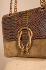 LEON MINI KHAKI LEATHER BAG