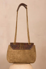LEON MINI KHAKI LEATHER BAG