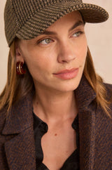 GABBY KHAKI CHECKED CAP