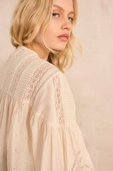 MADELEINE EMBROIDERED LONG-SLEEVE COTTON BLOUSE