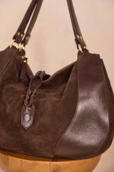 VICTOR CHOCOLATE LEATHER TOTE BAG