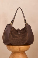 VICTOR CHOCOLATE LEATHER TOTE BAG