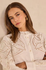MARTHA CREAM EMBROIDERED COTTON BLOUSE