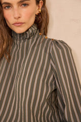 MARCIA KHAKI STRIPED BLOUSE