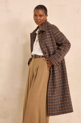 CONSTANT LONG PLAID MIXED WOOL COAT