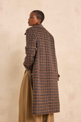 CONSTANT LONG PLAID MIXED WOOL COAT