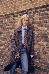 CONSTANT LONG PLAID MIXED WOOL COAT