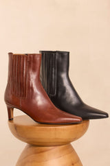 ODILE BLACK LOW-HEELED LEATHER ANKLE BOOTS