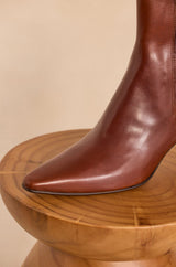 ODILE COGNAC LOW-HEELED LEATHER ANKLE BOOTS