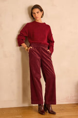 MARTIN BURGUNDY WIDE-LEG CORDUROY TROUSERS