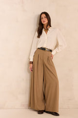 LUCE BEIGE LOOSE FIT COTTON BLEND TROUSERS