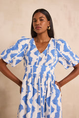POLLYNA PRINTED COTTON TRAPEZE DRESS