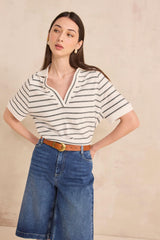 LILAC STRIPED COTTON T-SHIRT