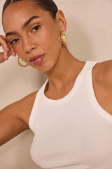 LEOPOLD ECRU COTTON BLEND TANK TOP