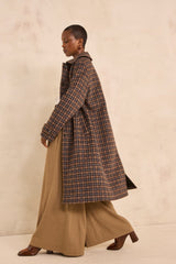CONSTANT LONG PLAID MIXED WOOL COAT