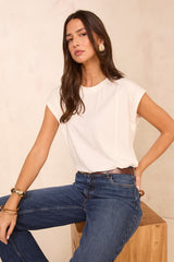 TIMEO ECRU SHORT-SLEEVE COTTON T-SHIRT