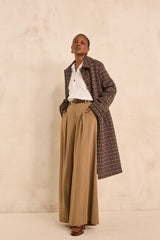 CONSTANT LONG PLAID MIXED WOOL COAT