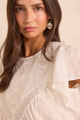 DAVENPORT SHORT-SLEEVED EMBROIDERED BLOUSE