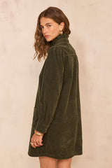 BLAKE STRAIGHT FIR GREEN CORDUROY DRESS