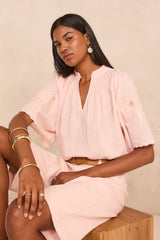 SACHA SHORT-SLEEVED EMBROIDERED COTTON BLOUSE