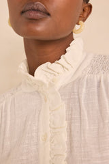 MANGUE CREAM LONG-SLEEVED COTTON BLOUSE