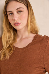 LIANA CARAMEL 3/4 SLEEVE T-SHIRT