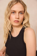 LEOPOLD BLACK COTTON BLEND TANK TOP