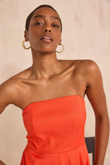 BETTY GERANIUM STRAPLESS DRESS