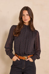 SPIRIT LONG-SLEEVED POLKA DOT BLOUSE