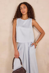 ETINCELLE SKY BLUE PLEATED LONG SKIRT