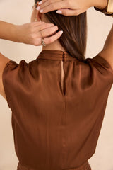 MARLON SLEEVELESS SATIN BLOUSE