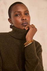 ARNOLD KHAKI MIXED WOOL SWEATER