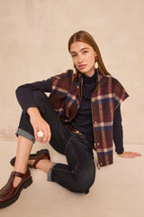 CINDY SLEEVELESS CHECKED COAT