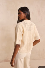 ADELE CREAM SHORT SLEEVE CARDIGAN