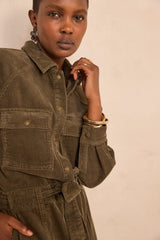 BETANIE KHAKI CORDUROY DRESS