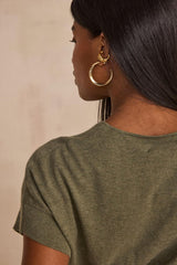 PRETTY LEAF SHORT-SLEEVED COTTON SWEATER
