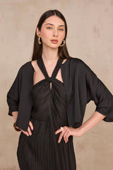 DINO BLACK 3/4 SLEEVE FLUID BOLERO