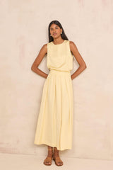 ETINCELLE LEMON PLEATED LONG SKIRT