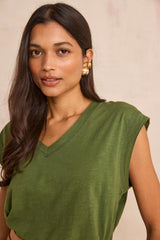 DELYA GREEN COTTON T-SHIRT