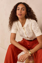 PLUME SHORT SLEEVE COTTON CARDIGAN