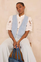 VILMA EMBROIDERED COTTON SLEEVELESS VEST