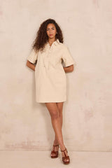 BLANCHE SHORT STRAIGHT MIXED COTTON DRESS