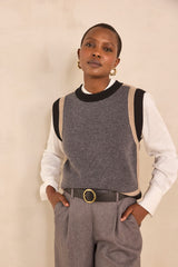 ANOUK DARK GRAY SLEEVELESS WOOL SWEATER