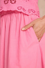 BRUNE PINK EMBROIDERED COTTON SKIRT
