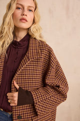 CELIA HOUNDSTOOTH WOOL BLEND COAT