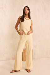 ADELE WIDE STRIPED LINEN PANTS